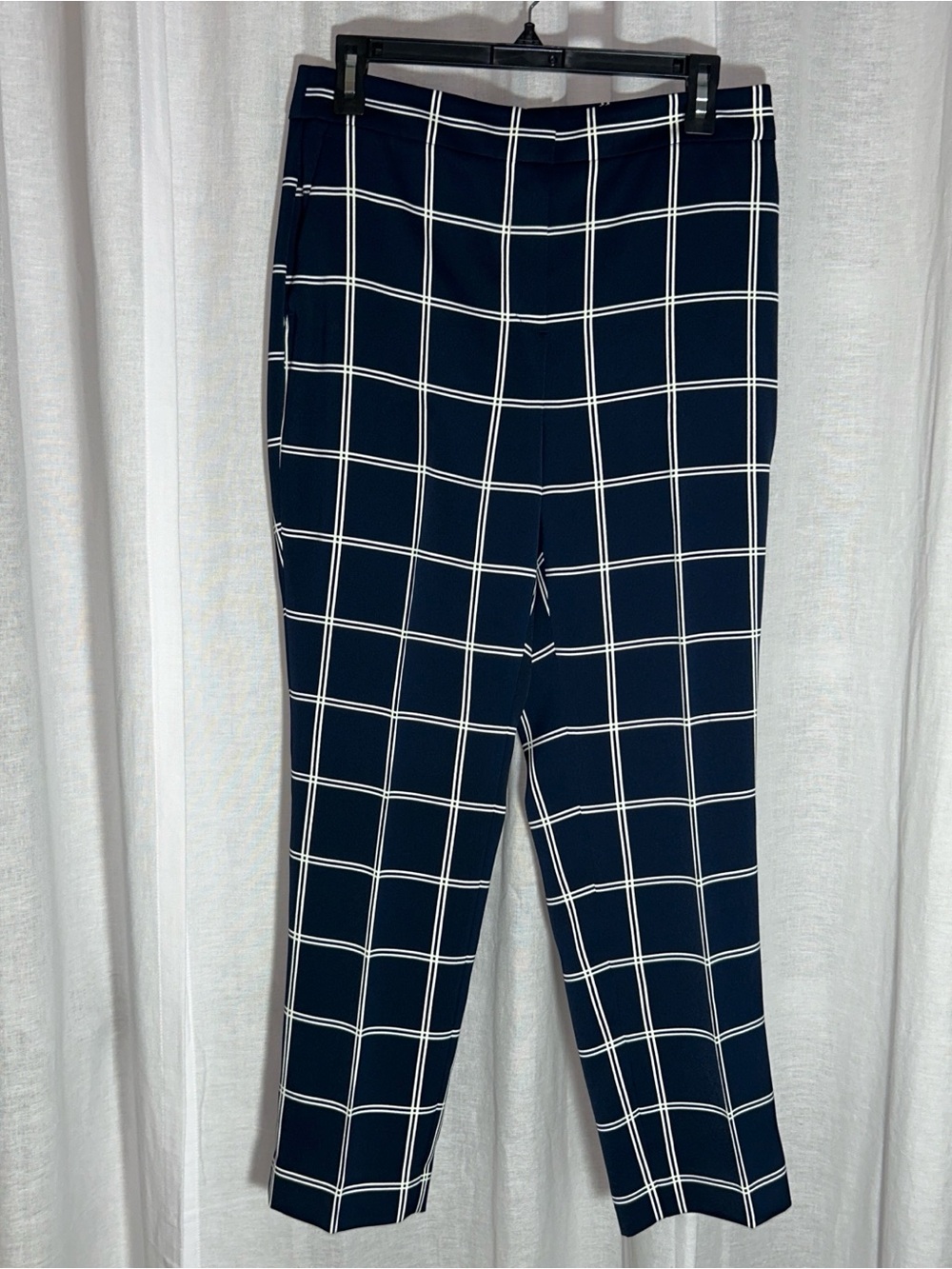 J. Crew Navy and White Windowpane Pants